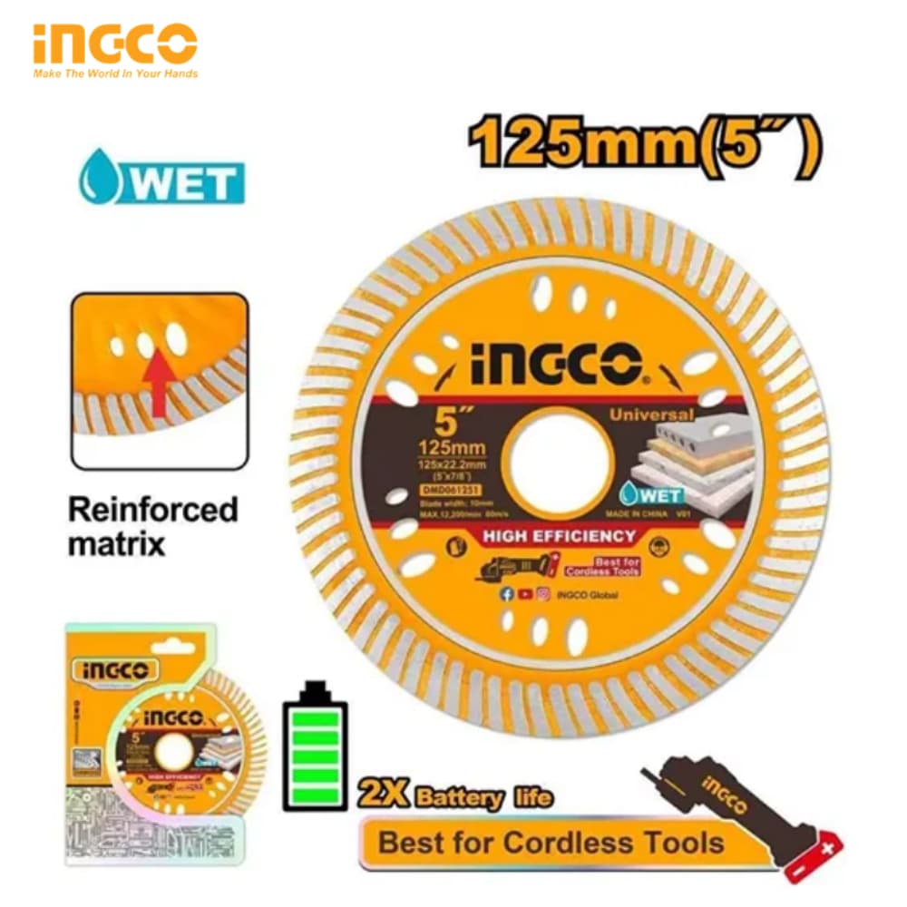DISQUE DIAMANTÉ POUR PIERRES INGCO 125MM DMD061251