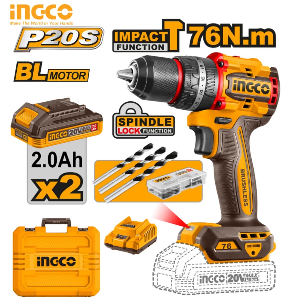 PERCEUSE À PERCUSSION COMPACTE SANS FIL ET SANS BALAIS 76 NM CIDLI207686