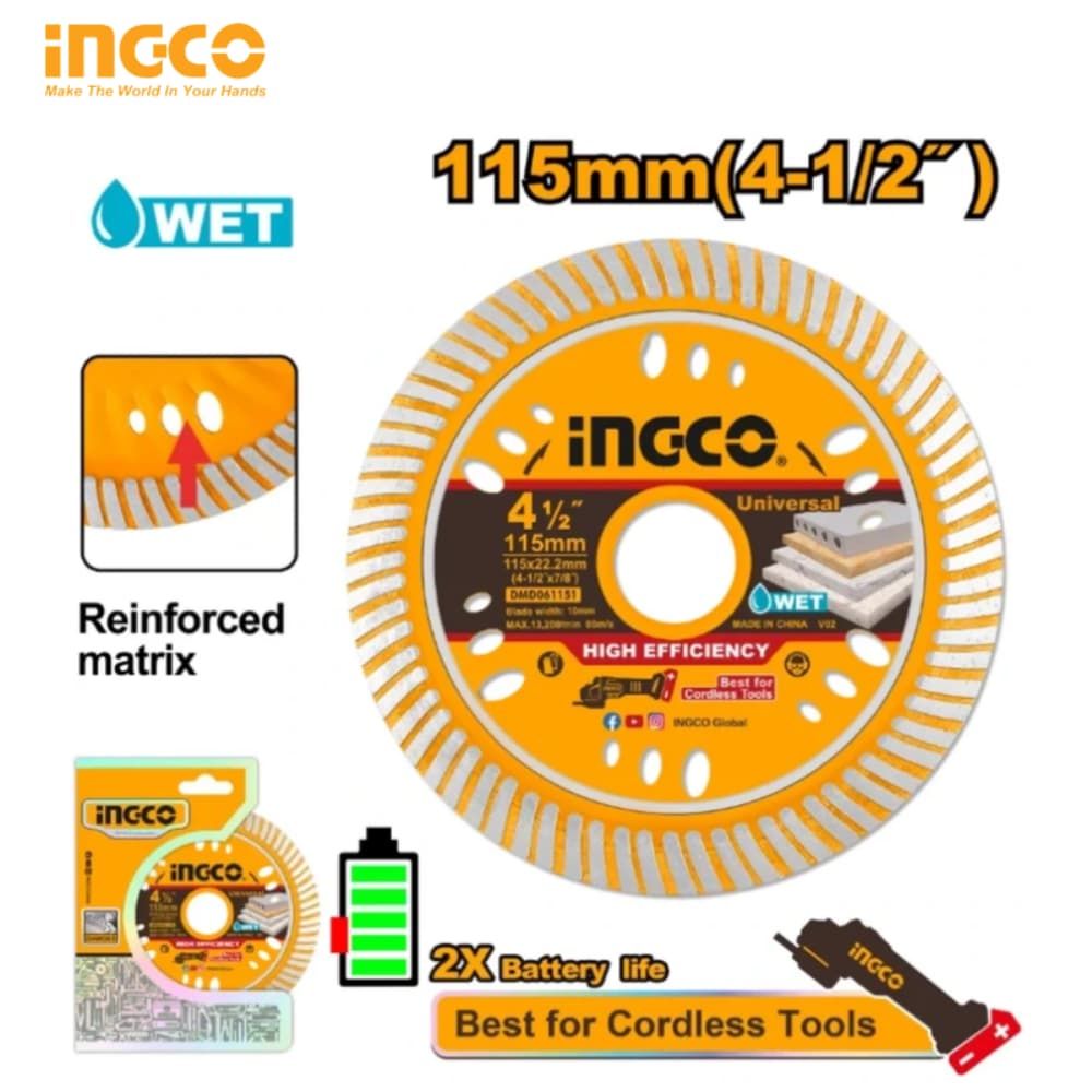 DISQUE DE COUPE DIAMANTÉ 115 MM INGCO DMD061151