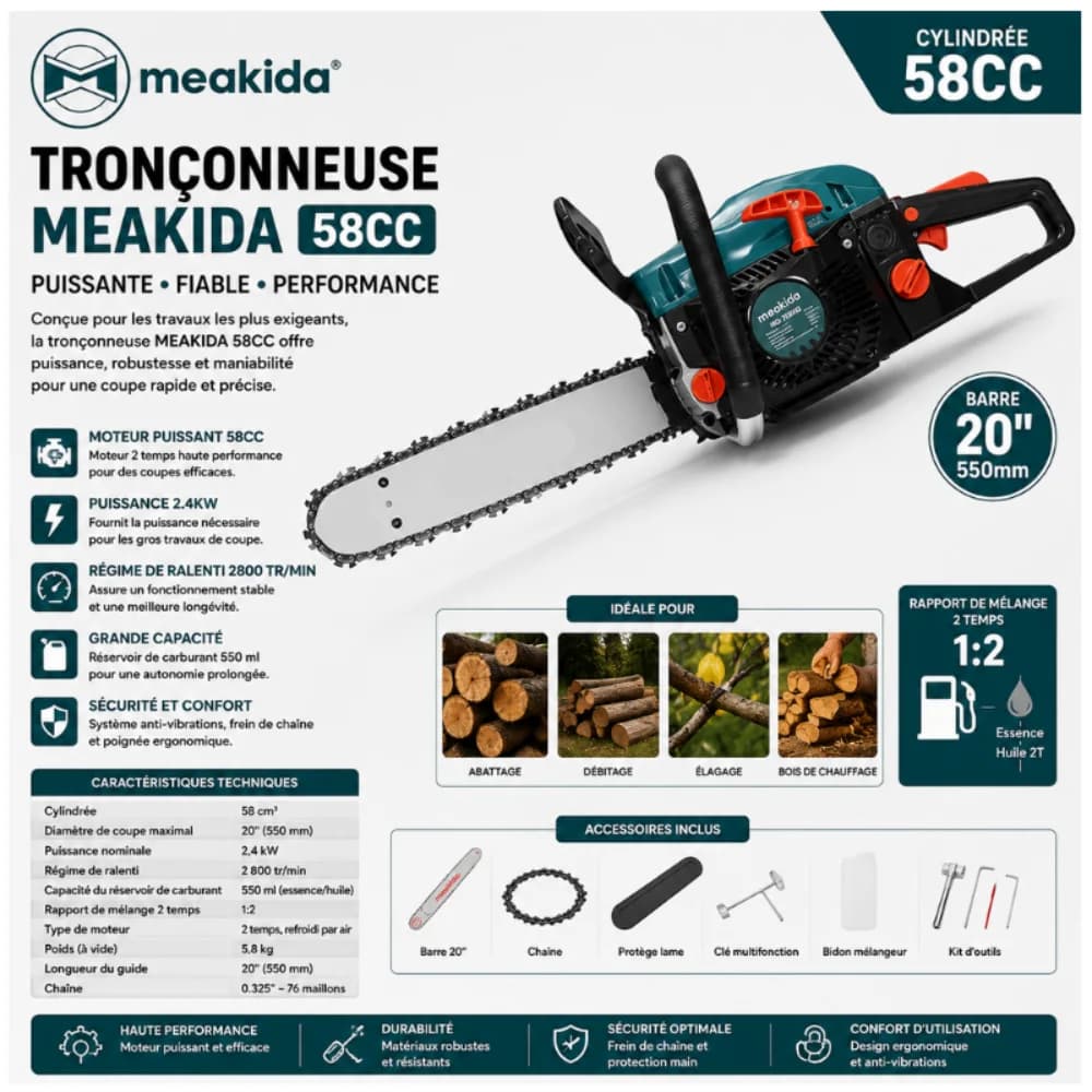TRONCONNEUSE MEAKIDA  58CC 