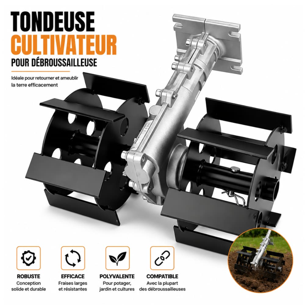 TONDEUSE CULTIVATEUR POUR DEBROUSSAILLEUSE