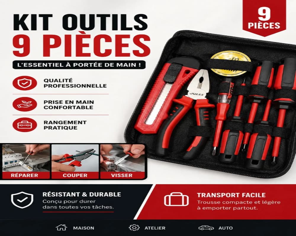 KIT OUTILS 9 PIÈCES 1MMT8-2