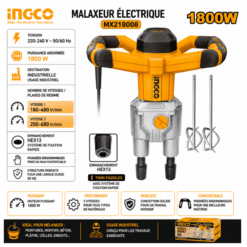 MALAXEUR 1800W DOUBLE AXE 