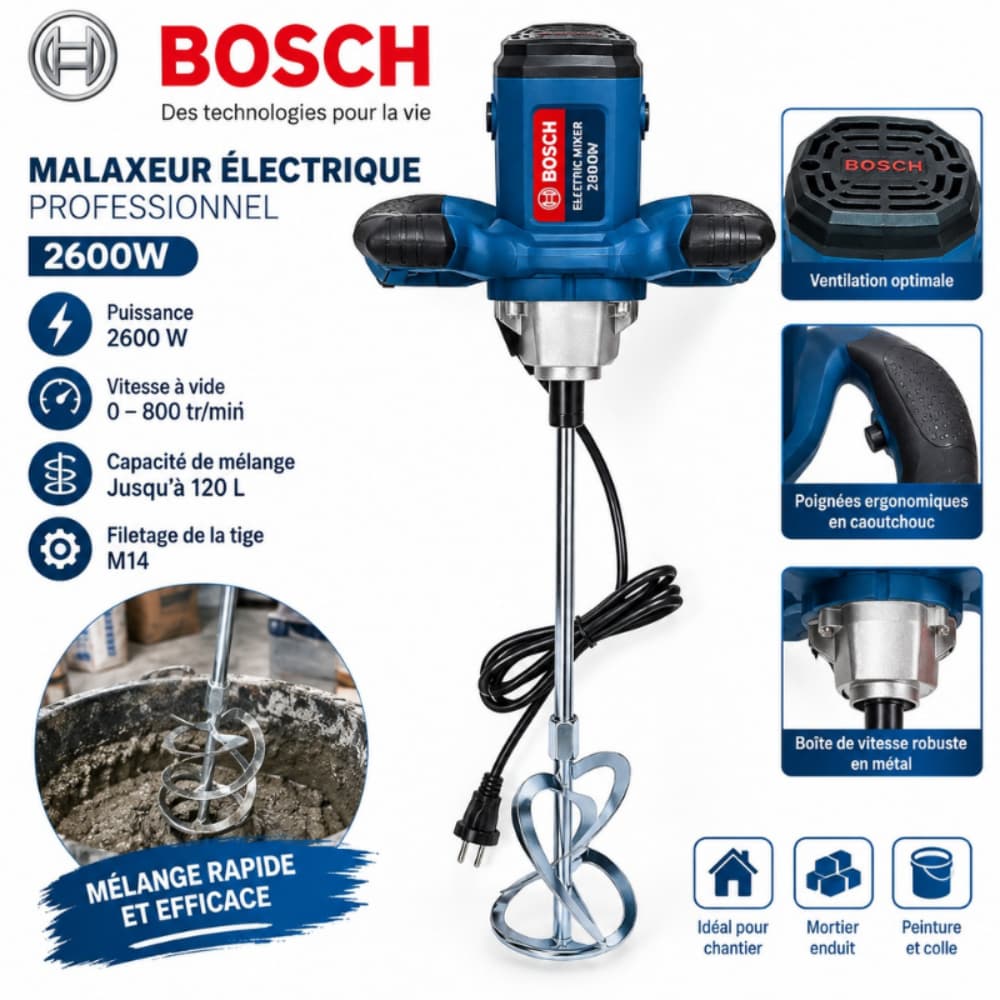 MALAXEUR ÉLECTRIQUE BOSCH 2600W 1MMT2-7