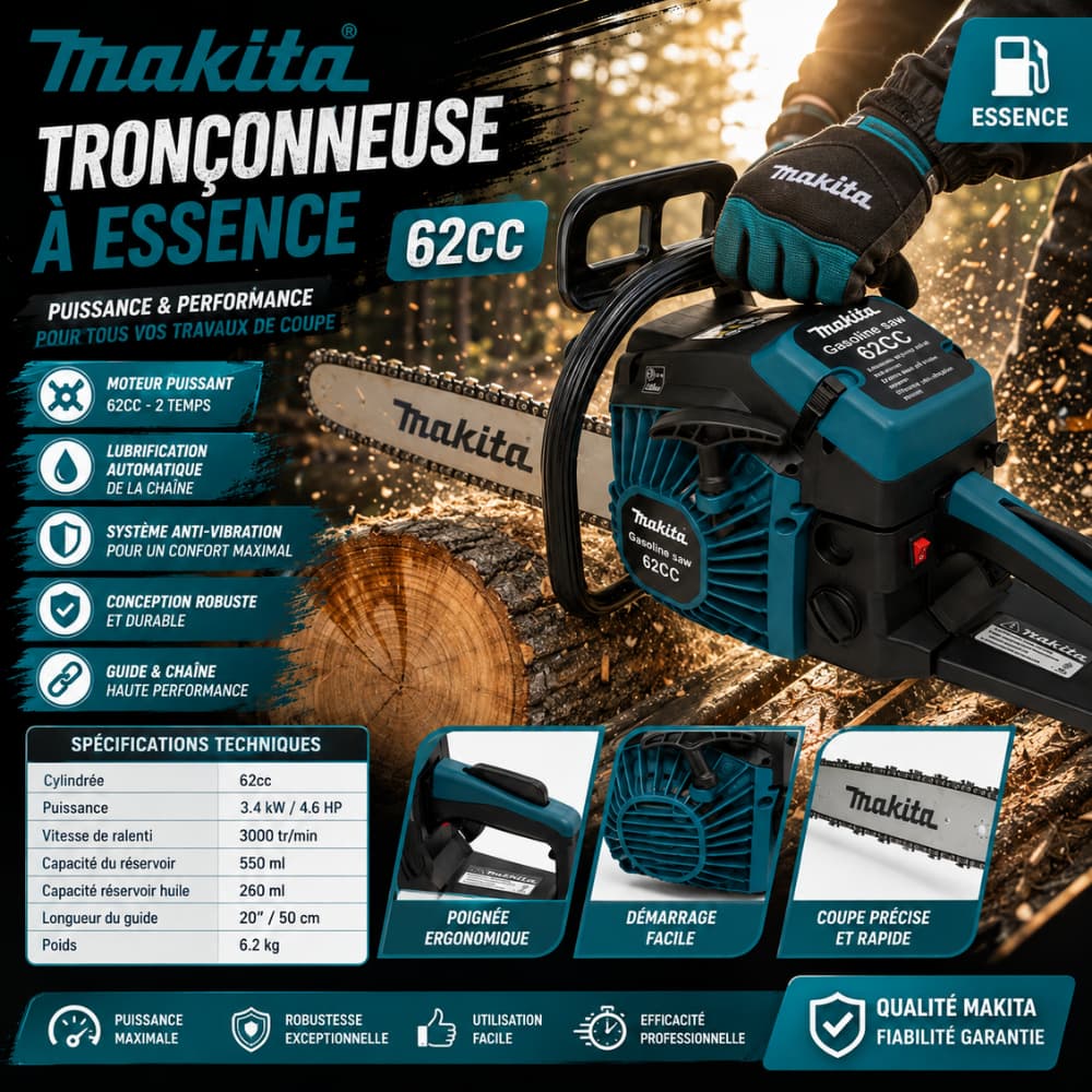 TRONÇONNEUSE À ESSENCE MAKITA 62CC 1MMT1-6