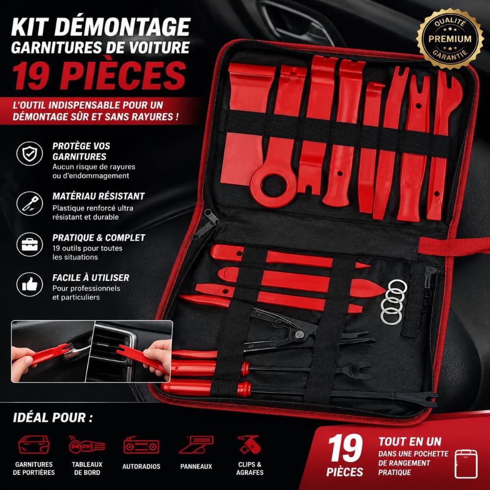 KIT DE DÉMONTAGE GARNITURES DE VOITURES 19 PIÈCES 1MMT15-15