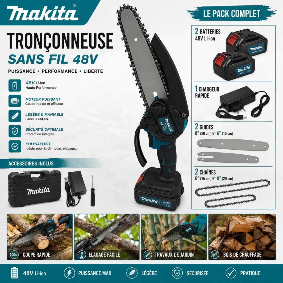 TRONÇONNEUSE 8 POUCES MAKITA X2 CHAINES SH1-2