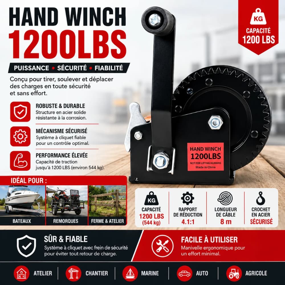 HAND WINCH 1200LBS 1MMT15-9