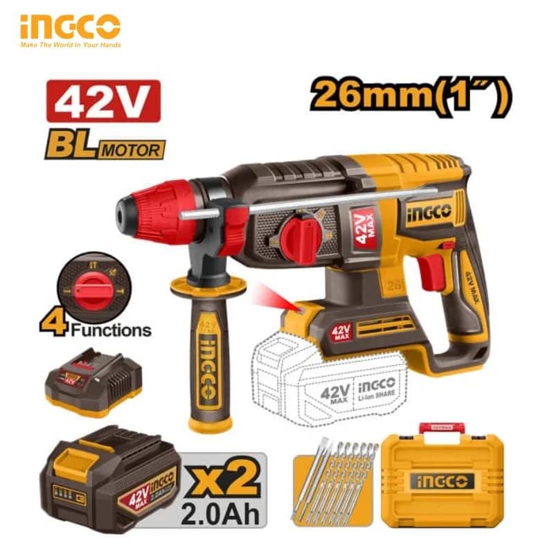 BRUSHLESS HAMMER DRILL 42V INGCO CRHLI422682