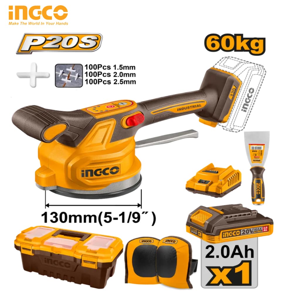 MACHINE VIBRANTE POUR CARRELAGE SANS FIL INGCO 20 V 60 KG CTVLI20018