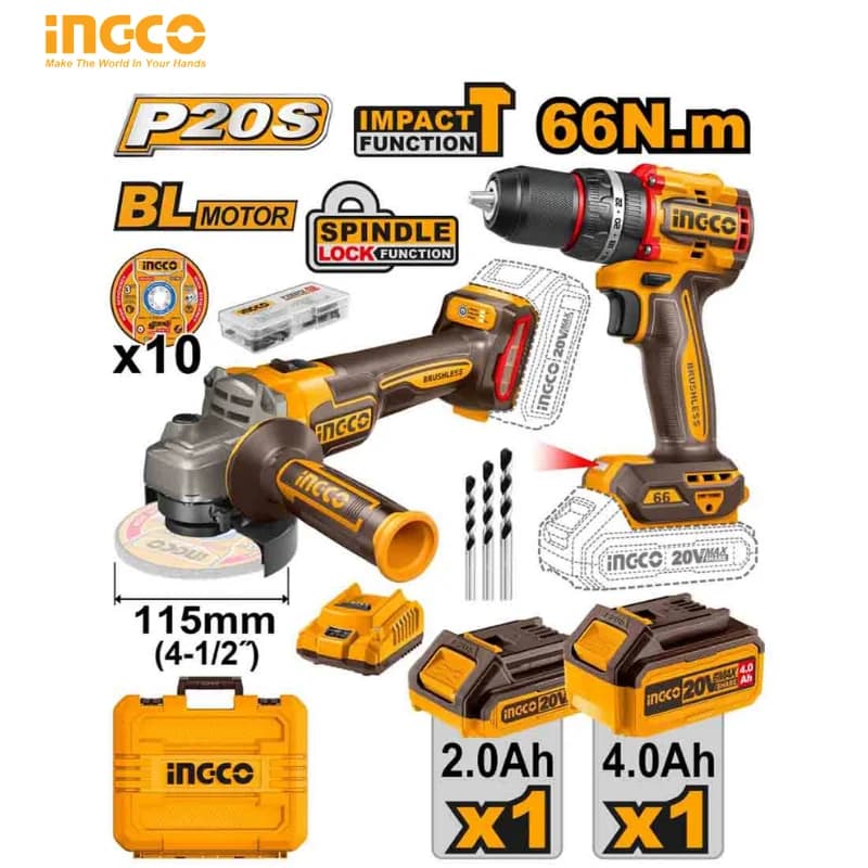 PACK INGCO MEULE+VISSEUSE 20V