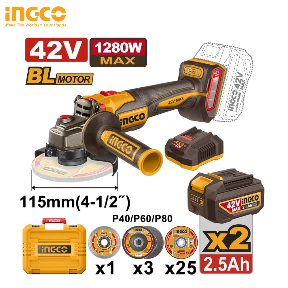 MEULEUSE D’ANGLE INGCO1100 W AVEC VARIATEUR DE VITESSE CAGLI4128112